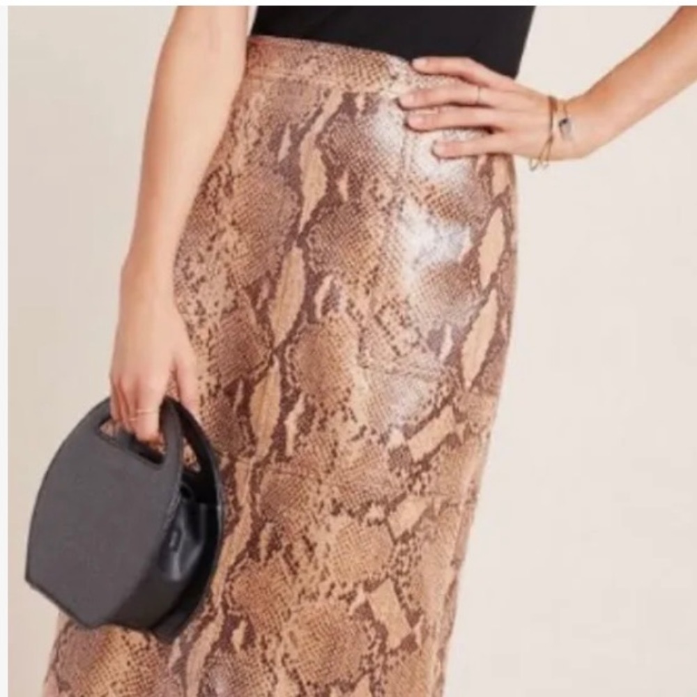 Current Air Faux leather snakeskin skirt.